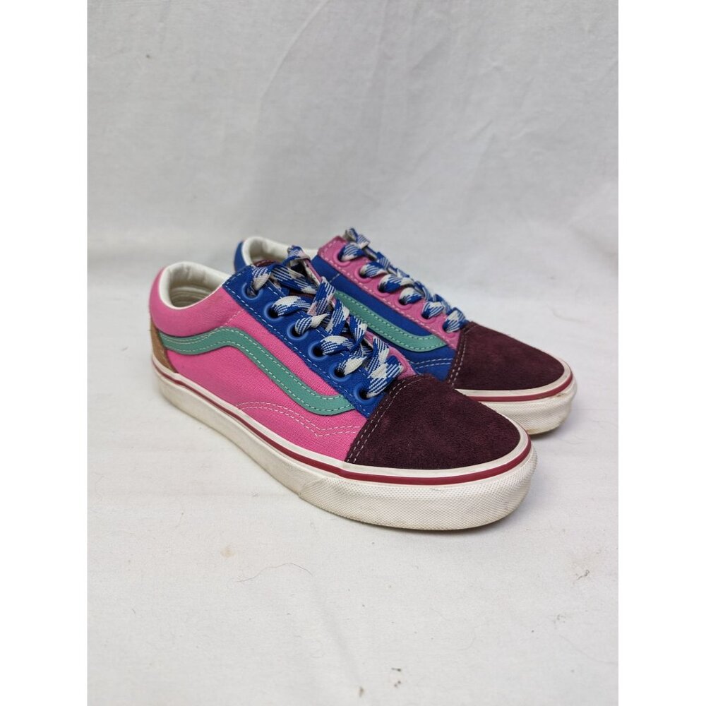 Vans Women's Old Skool Frayed Laces Port Royale Colorblock Suede Skate Sneakers